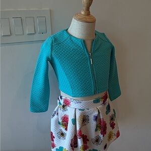 Liu Jo Kids Teal Jacket with Floral Skirt